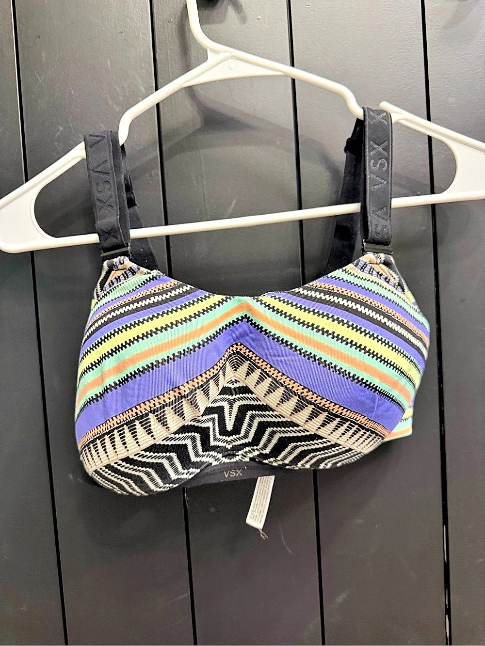 Victoria's Secret Geometric Bikini Top in Purple & Green
